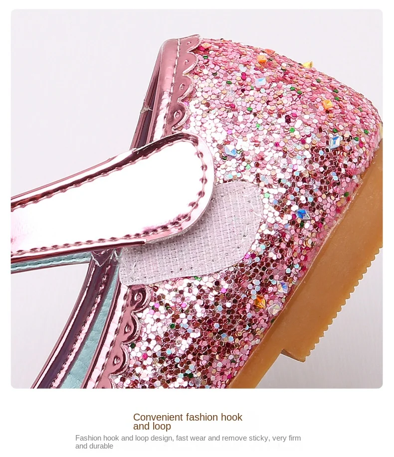 Disney Frozen Princess Elsa Cartoon Soft Sole Sandals Baby Girl Princess Shoes Crystal Shoes Children Flat Girl Leather Shoes