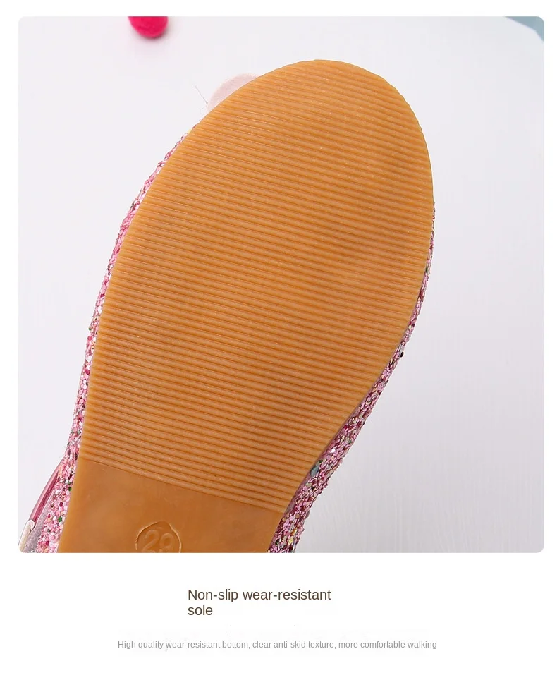 Disney Frozen Princess Elsa Cartoon Soft Sole Sandals Baby Girl Princess Shoes Crystal Shoes Children Flat Girl Leather Shoes