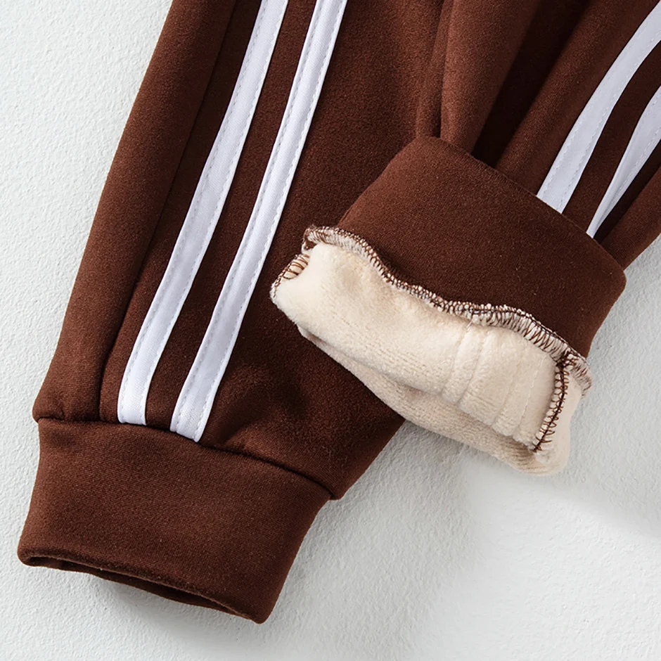 3/1 Piece Winter Children Plus Velvet Fashion Sweatpants Boys Casual Minimalist Pants Girls Joker Warm School Uniform Pants