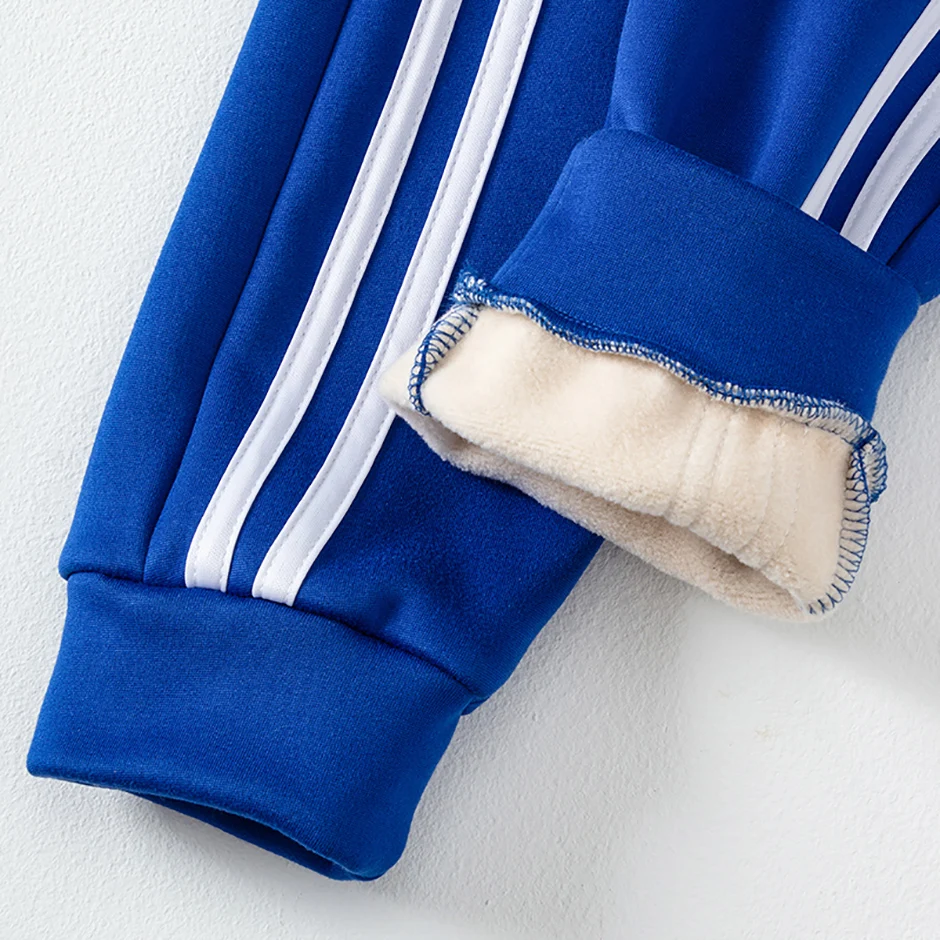 3/1 Piece Winter Children Plus Velvet Fashion Sweatpants Boys Casual Minimalist Pants Girls Joker Warm School Uniform Pants