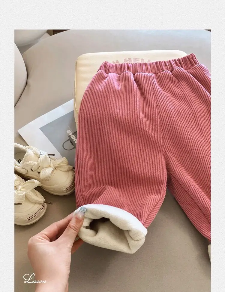 New Autumn Winter Toddler Boys Girls Casual Corduroy Pants Children Kids Warm Trousers Loose Pants Outside Versatile