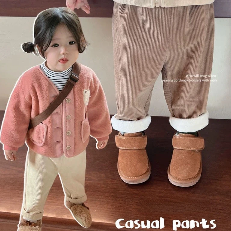 New Autumn Winter Toddler Boys Girls Casual Corduroy Pants Children Kids Warm Trousers Loose Pants Outside Versatile