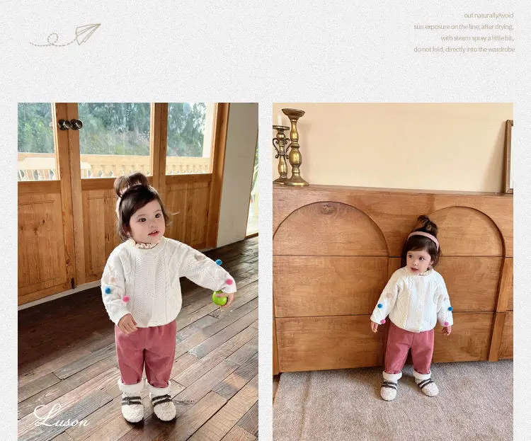 New Autumn Winter Toddler Boys Girls Casual Corduroy Pants Children Kids Warm Trousers Loose Pants Outside Versatile