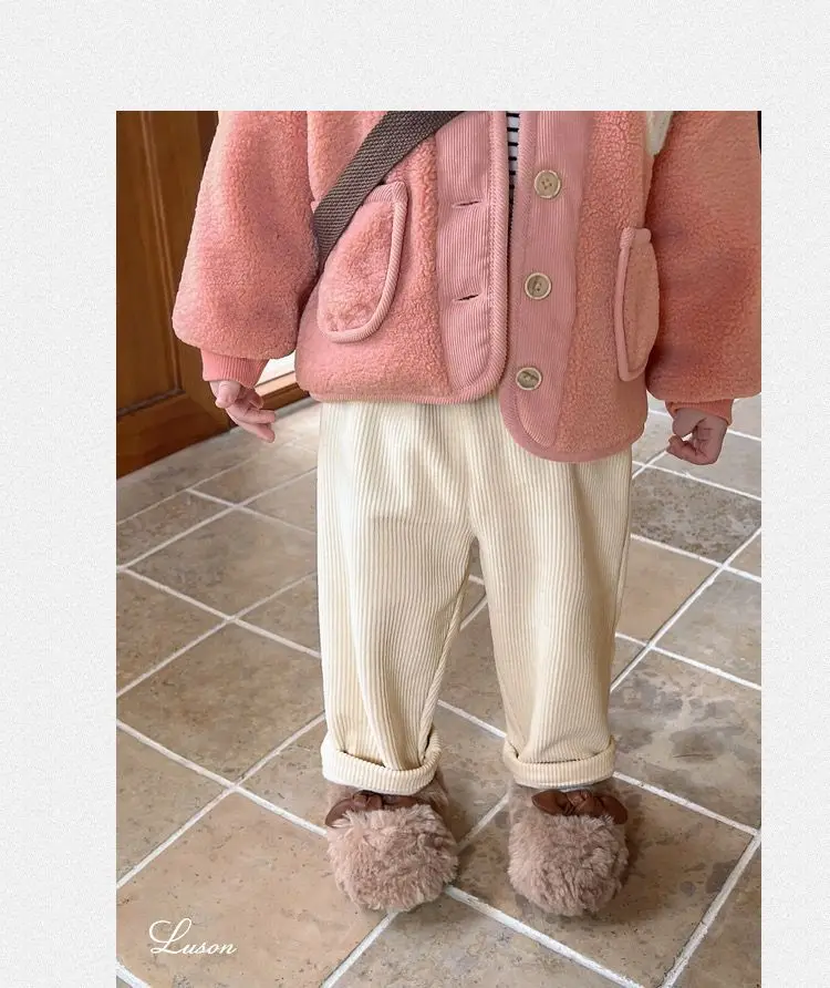 New Autumn Winter Toddler Boys Girls Casual Corduroy Pants Children Kids Warm Trousers Loose Pants Outside Versatile