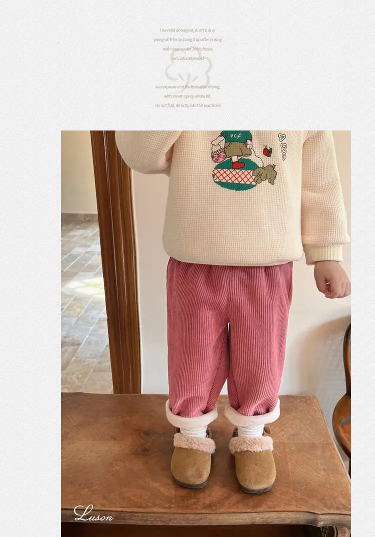 New Autumn Winter Toddler Boys Girls Casual Corduroy Pants Children Kids Warm Trousers Loose Pants Outside Versatile