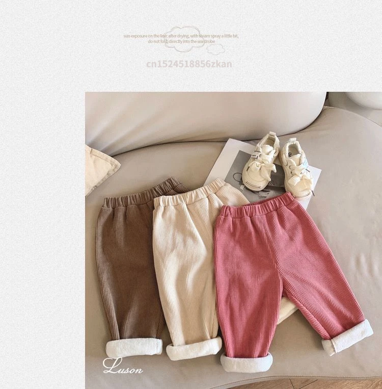 New Autumn Winter Toddler Boys Girls Casual Corduroy Pants Children Kids Warm Trousers Loose Pants Outside Versatile