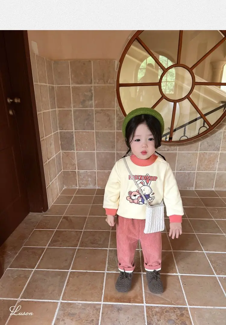 New Autumn Winter Toddler Boys Girls Casual Corduroy Pants Children Kids Warm Trousers Loose Pants Outside Versatile