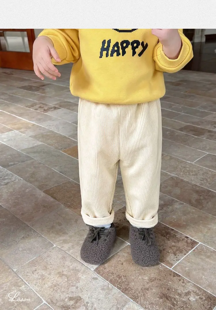 New Autumn Winter Toddler Boys Girls Casual Corduroy Pants Children Kids Warm Trousers Loose Pants Outside Versatile