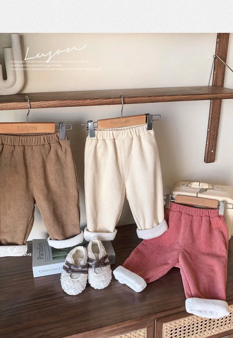 New Autumn Winter Toddler Boys Girls Casual Corduroy Pants Children Kids Warm Trousers Loose Pants Outside Versatile