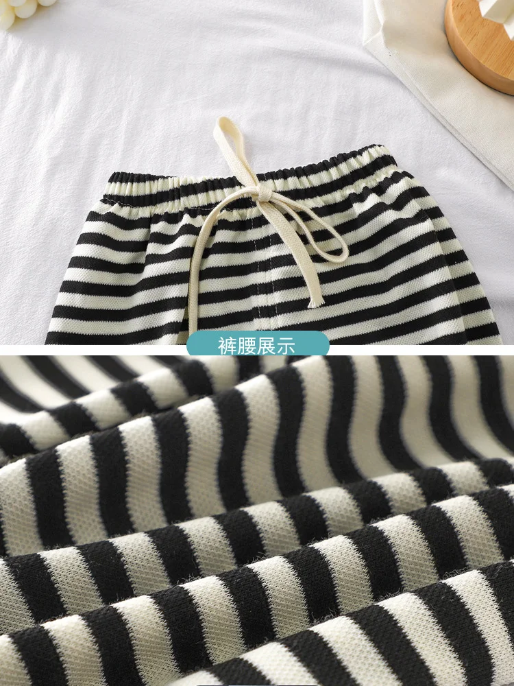 Summer New Children Korean Anti-mosquito Pants For Boys And Girls Baby Casual Striped Outside Ankle-length Sports Pants
