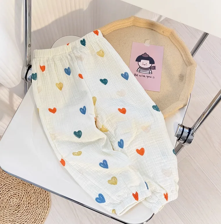 Baby Organic Cotton Pants Newborn Toddlers Boys Pants Casual Harem Pants Spring Summer Cute Soft Muslin Clothes Pants Capris