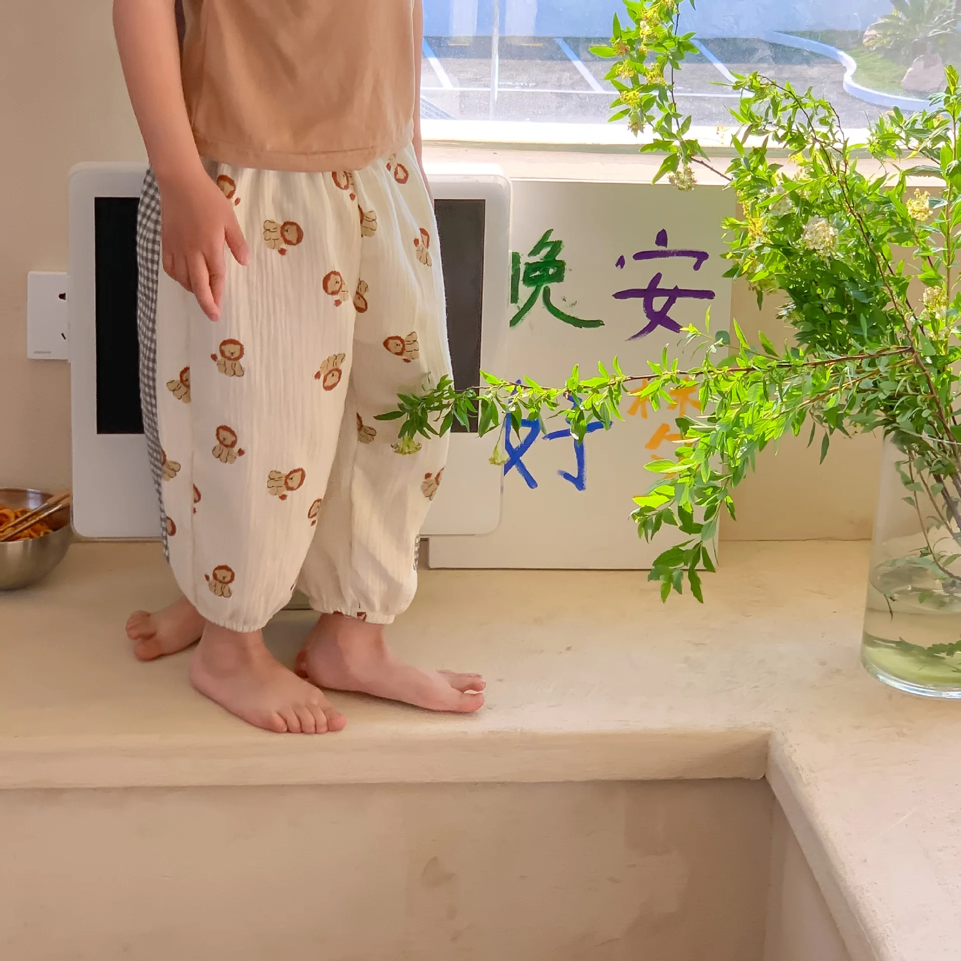 Baby Organic Cotton Pants Newborn Toddlers Boys Pants Casual Harem Pants Spring Summer Cute Soft Muslin Clothes Pants Capris