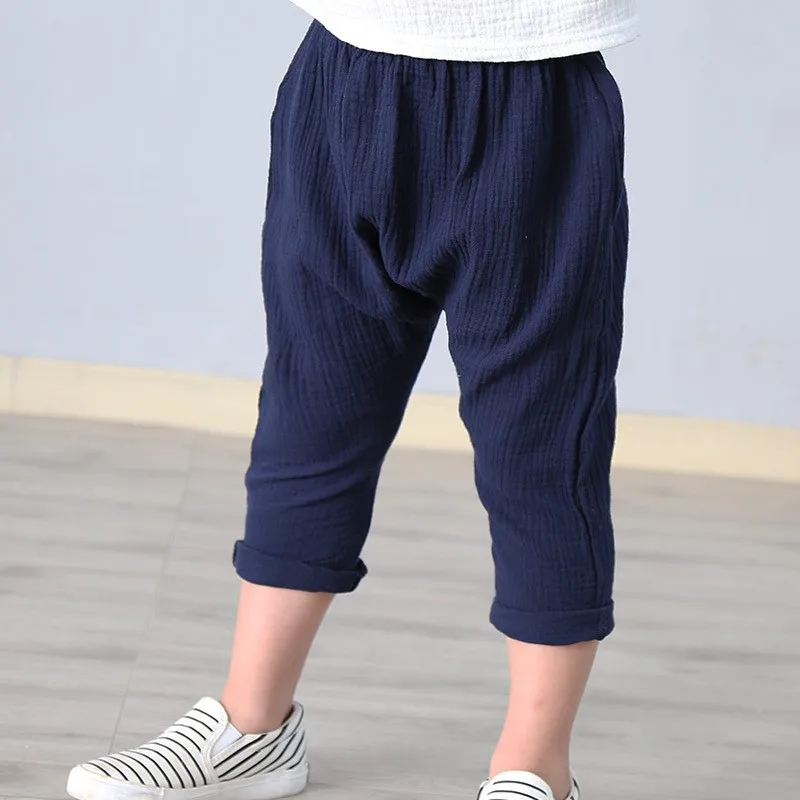 Baby Organic Cotton Pants Newborn Toddlers Boys Pants Casual Harem Pants Spring Summer Cute Soft Muslin Clothes Pants Capris