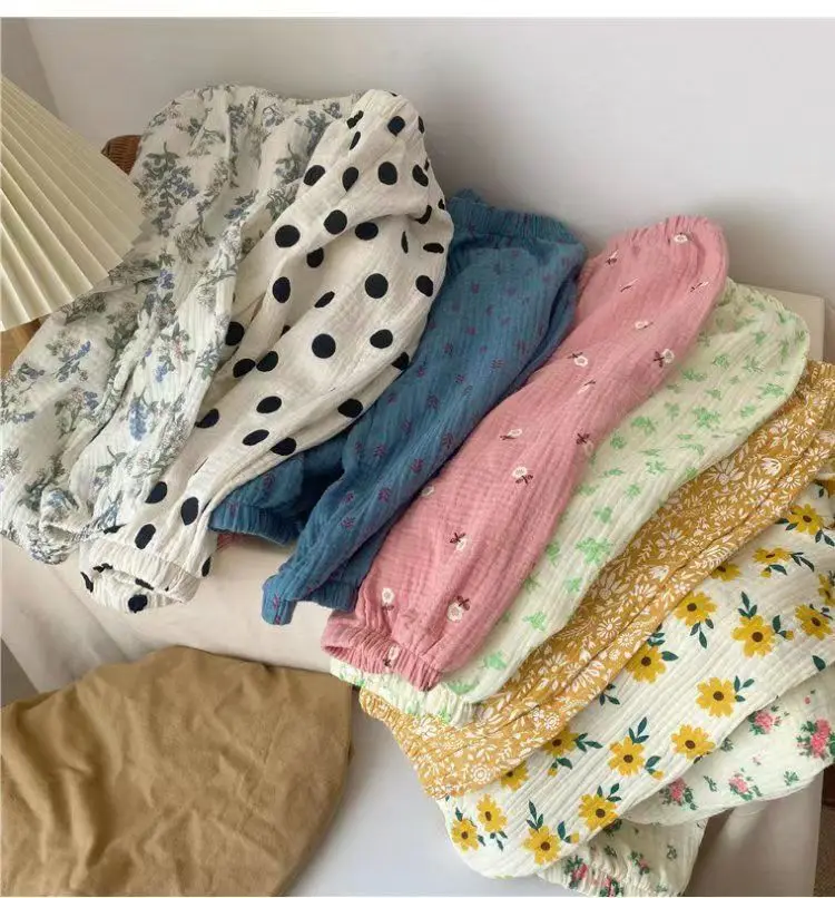 Baby Organic Cotton Pants Newborn Toddlers Boys Pants Casual Harem Pants Spring Summer Cute Soft Muslin Clothes Pants Capris