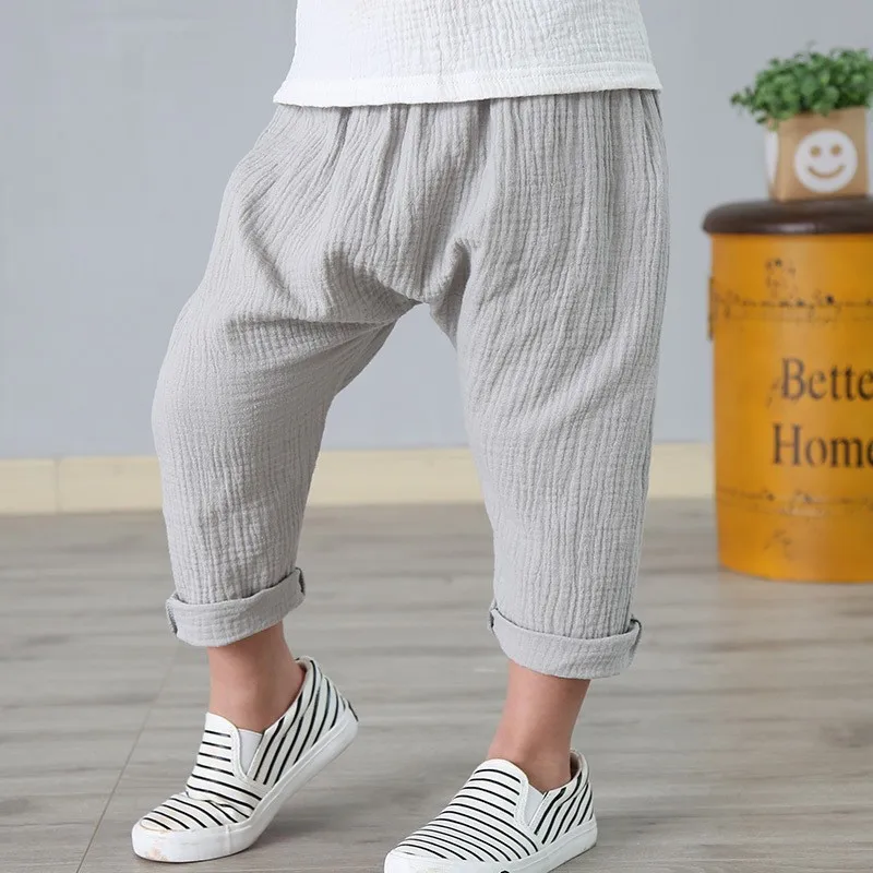 Baby Organic Cotton Pants Newborn Toddlers Boys Pants Casual Harem Pants Spring Summer Cute Soft Muslin Clothes Pants Capris