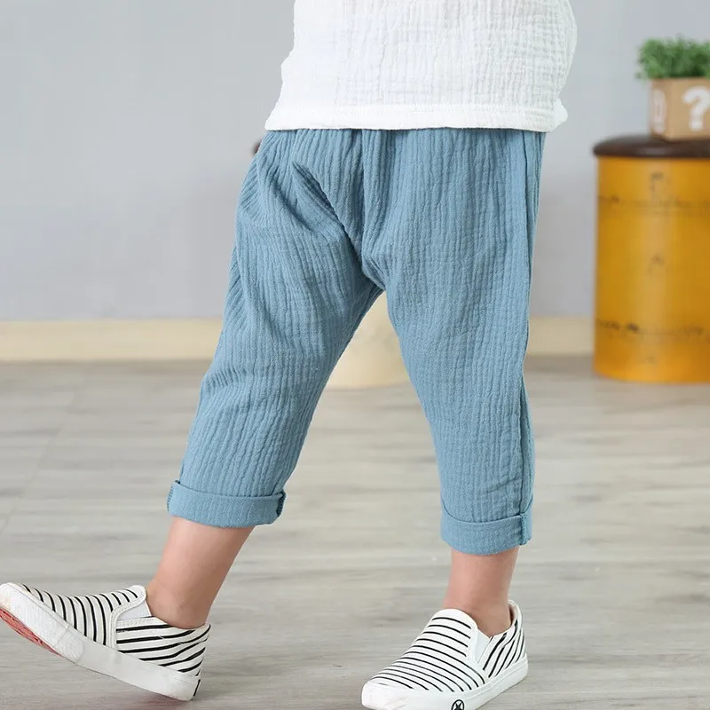 Baby Organic Cotton Pants Newborn Toddlers Boys Pants Casual Harem Pants Spring Summer Cute Soft Muslin Clothes Pants Capris