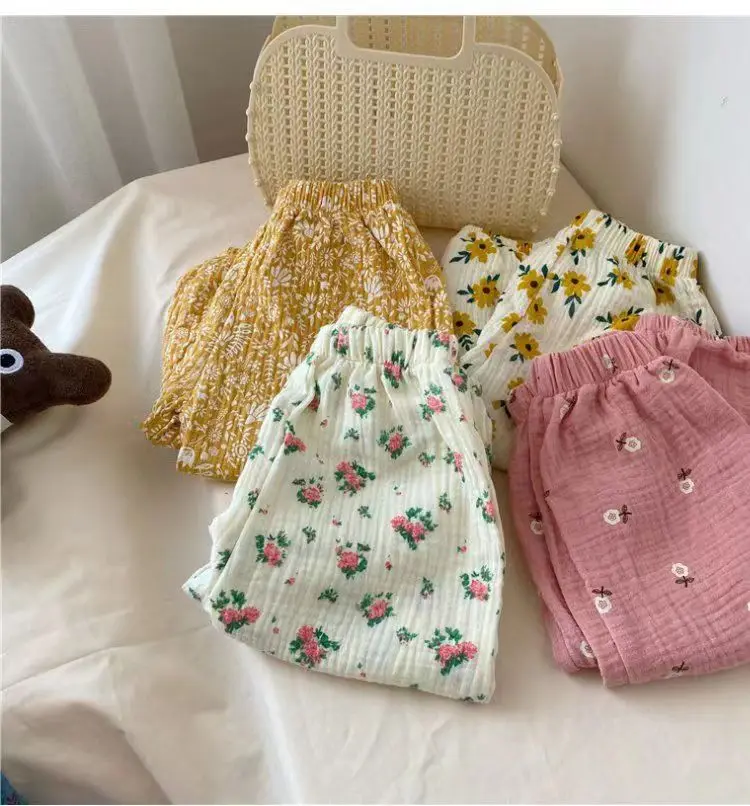 Baby Organic Cotton Pants Newborn Toddlers Boys Pants Casual Harem Pants Spring Summer Cute Soft Muslin Clothes Pants Capris