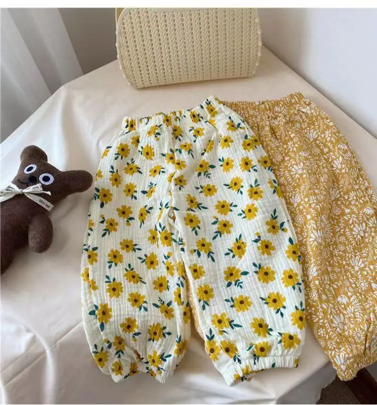 Baby Organic Cotton Pants Newborn Toddlers Boys Pants Casual Harem Pants Spring Summer Cute Soft Muslin Clothes Pants Capris