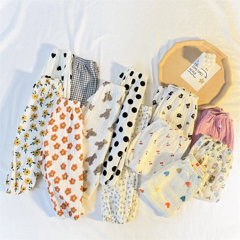 Baby Organic Cotton Pants Newborn Toddlers Boys Pants Casual Harem Pants Spring Summer Cute Soft Muslin Clothes Pants Capris