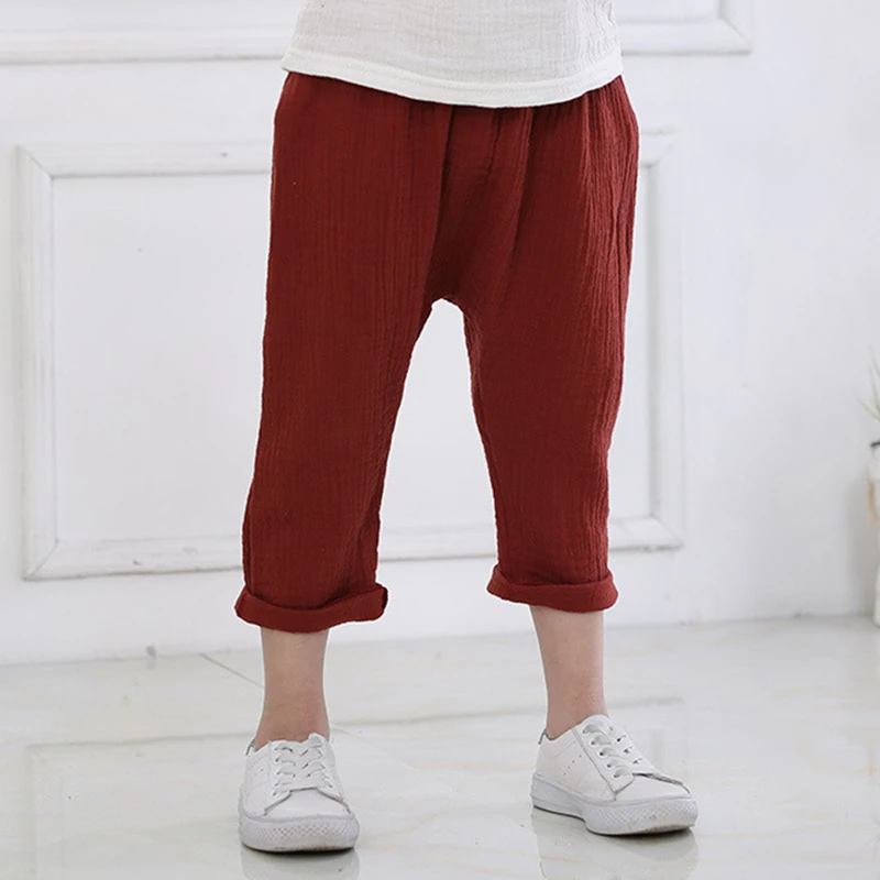 Baby Organic Cotton Pants Newborn Toddlers Boys Pants Casual Harem Pants Spring Summer Cute Soft Muslin Clothes Pants Capris