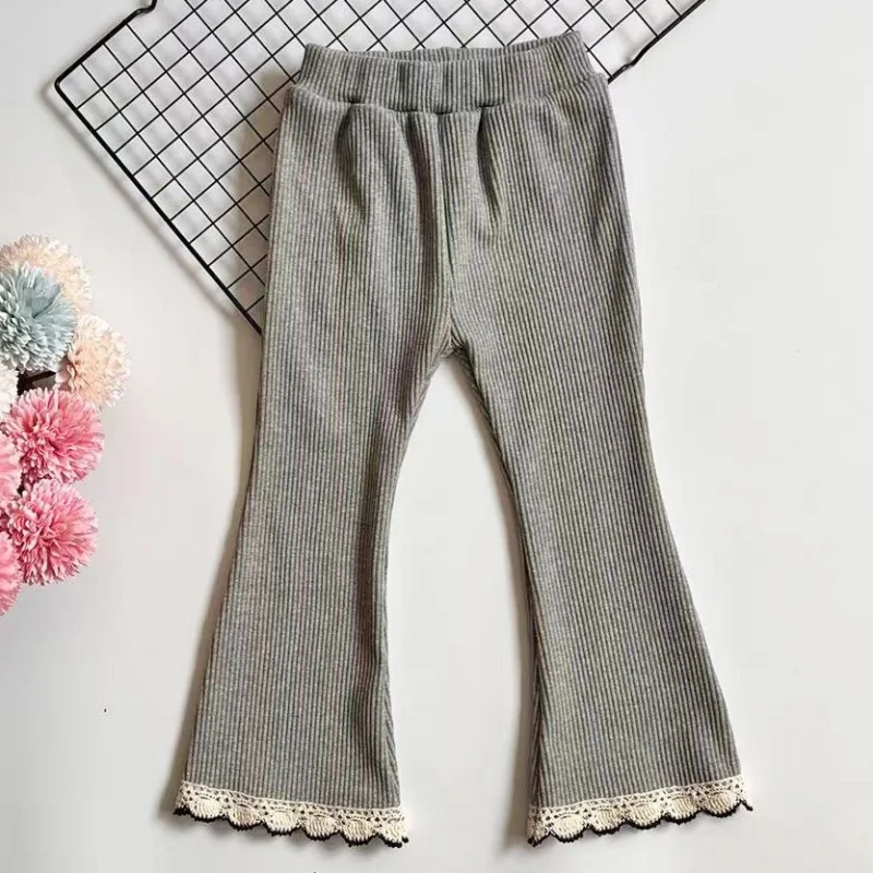 Girls Pants Long Trousers Cotton 2025 Gray Spring Autumn Teenagers Baby's Kids Pants Outdoor Teenagers Children's Clothing