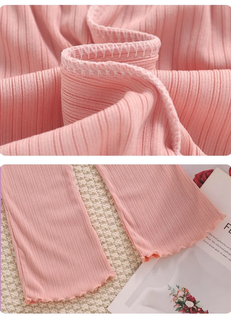 Kids Girls Summer Thin Wide Leg Pants 2024 New Arrival Children Casual Loose Silk Flare Pants Princess Casual Pants Korean Style