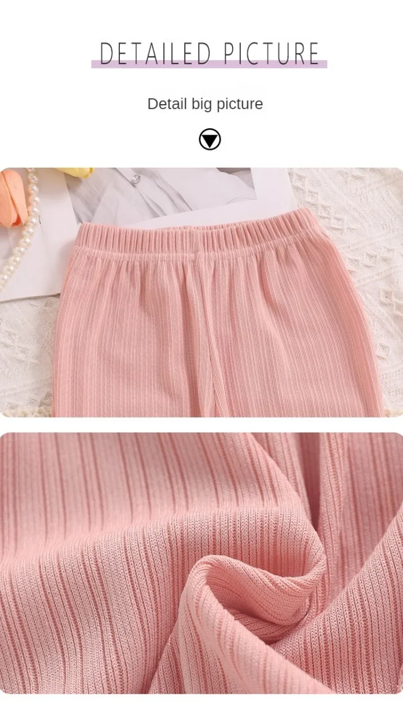 Kids Girls Summer Thin Wide Leg Pants 2024 New Arrival Children Casual Loose Silk Flare Pants Princess Casual Pants Korean Style