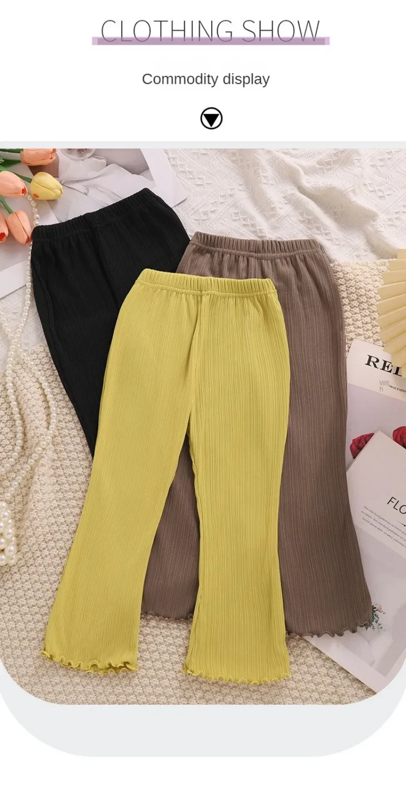 Kids Girls Summer Thin Wide Leg Pants 2024 New Arrival Children Casual Loose Silk Flare Pants Princess Casual Pants Korean Style