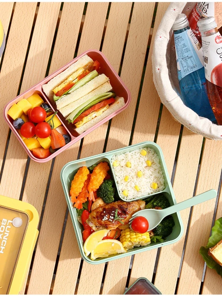 Portable Lunch Box Lunch Bags for Children School Office Bento Box with Tableware Thermal Bag Complete Kit Microwavable Heating