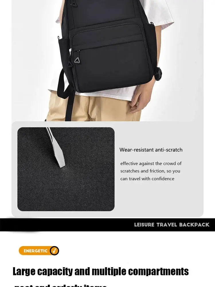 A New 14-inch Casual Simple Student Backpack Large Capacity Children's Schoolbag School Travel Unisex Laptop Backpack