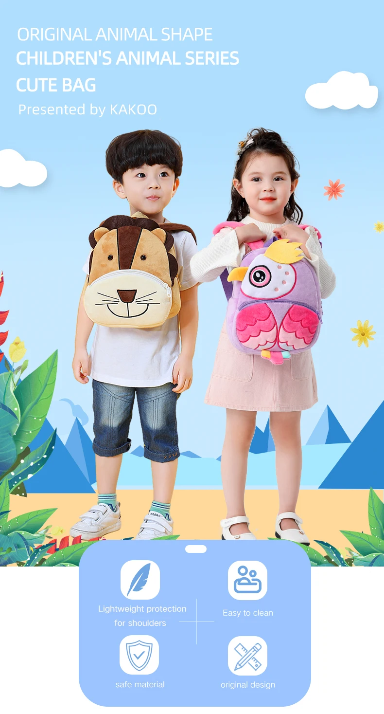 Cute Animals Cartoon Plush Children Backpacks Schoolbag Girls Boys casual Baby Bags