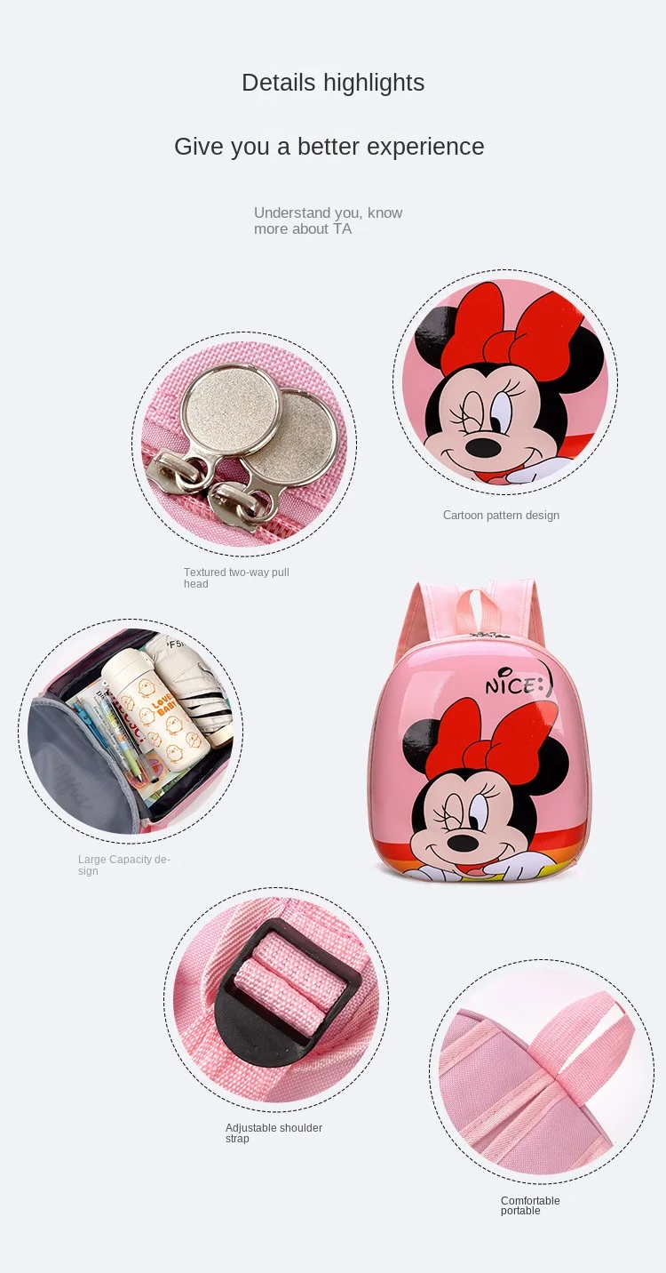 Minnie Cute Girl Backpack Disney Cartoon Spriderman Children Backpack Mickey Kids Schoolbag Elsa Shoulder Bag