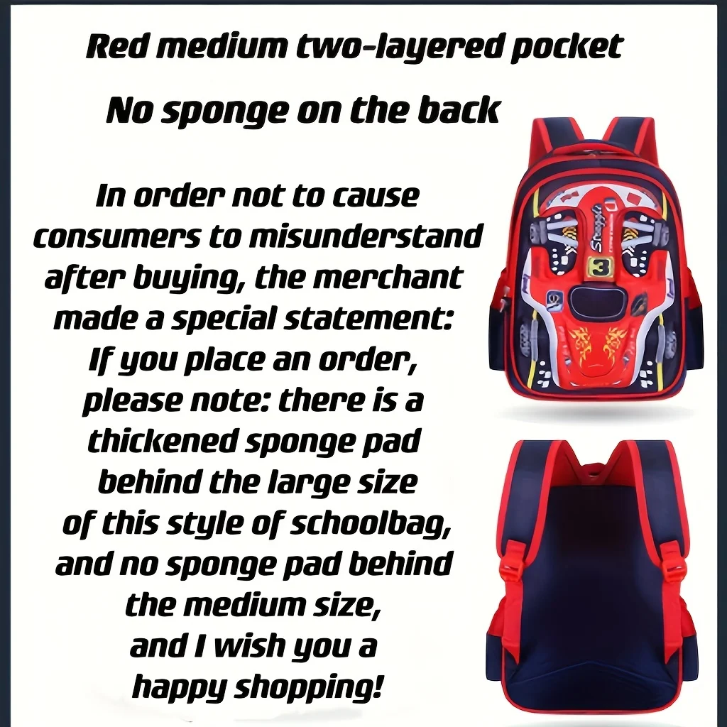 Waterproof Lightweight 3D Car Backpack Kindergarten Kid Preschool Backpack Young Children Boy Girl SchoolBag Primary Red Blue