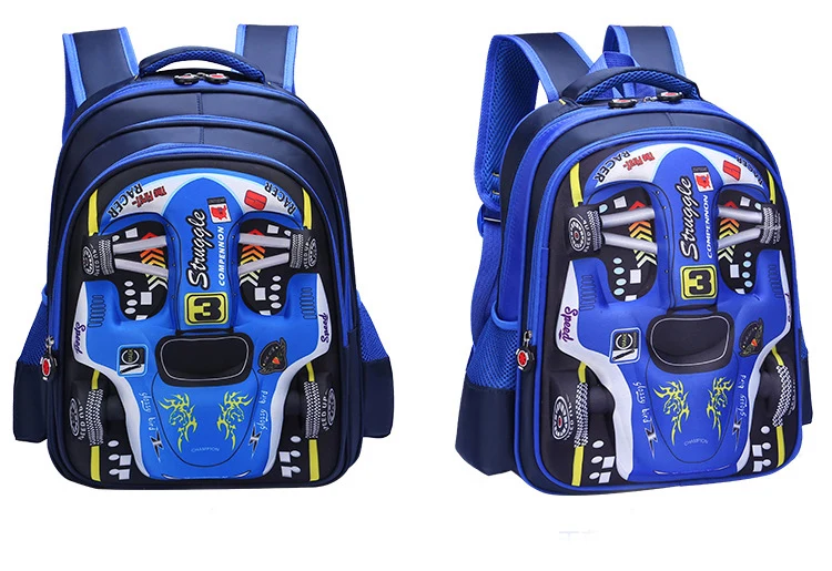Waterproof Lightweight 3D Car Backpack Kindergarten Kid Preschool Backpack Young Children Boy Girl SchoolBag Primary Red Blue