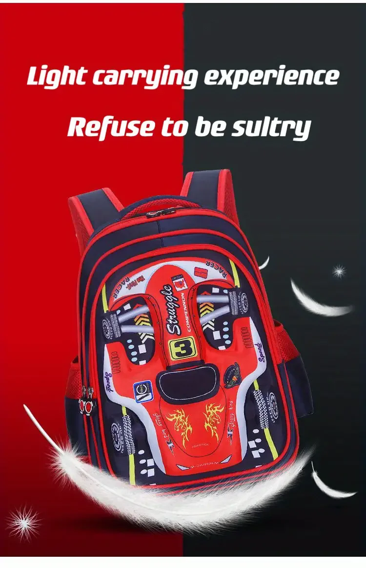 Waterproof Lightweight 3D Car Backpack Kindergarten Kid Preschool Backpack Young Children Boy Girl SchoolBag Primary Red Blue