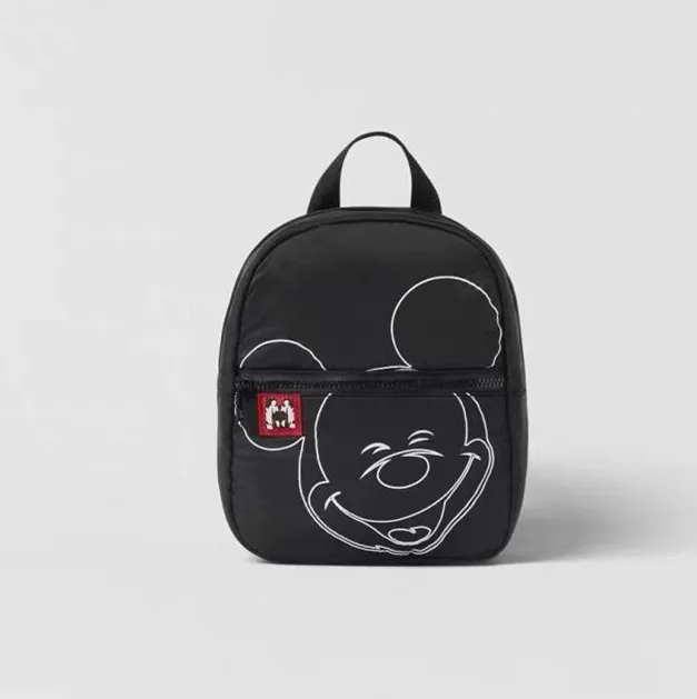 Mickey Disney Brand New Style Black Backpacks Children Printing Cute Soft Fashion Trendy Simple Canvas Bags For Baby Girls Boys