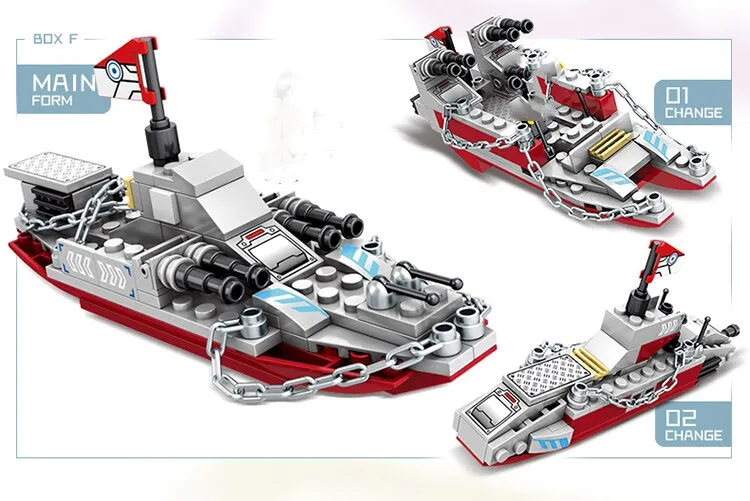Navy War Chariot Ship Army Boat Plane Model Warships Building Blocks Construction Set for Boys Bricks Toys Christmas Gifts