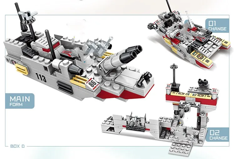Navy War Chariot Ship Army Boat Plane Model Warships Building Blocks Construction Set for Boys Bricks Toys Christmas Gifts