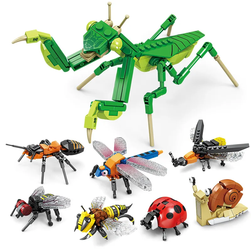 Creative Building Blocks Insect Model Bee Dragonfly Ant Mantis Children's Assembled Toys Interesting Animal Ornaments Gifts Creative Building Blocks Insect Model Bee Dragonfly Ant Mantis Children's Assembled Toys Interesting Animal Ornaments Gifts