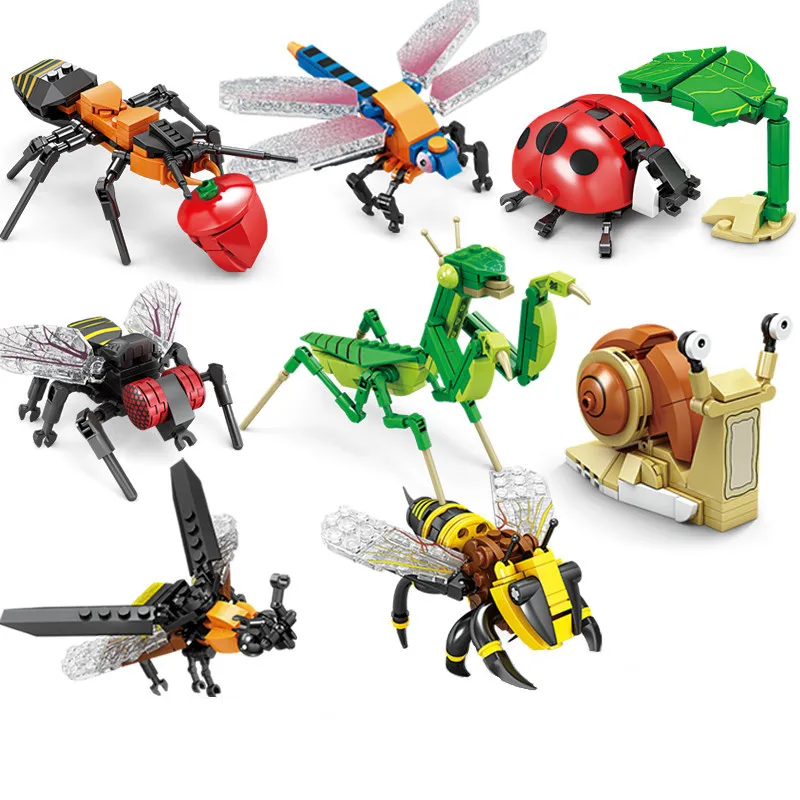 Creative Building Blocks Insect Model Bee Dragonfly Ant Mantis Children's Assembled Toys Interesting Animal Ornaments Gifts Creative Building Blocks Insect Model Bee Dragonfly Ant Mantis Children's Assembled Toys Interesting Animal Ornaments Gifts