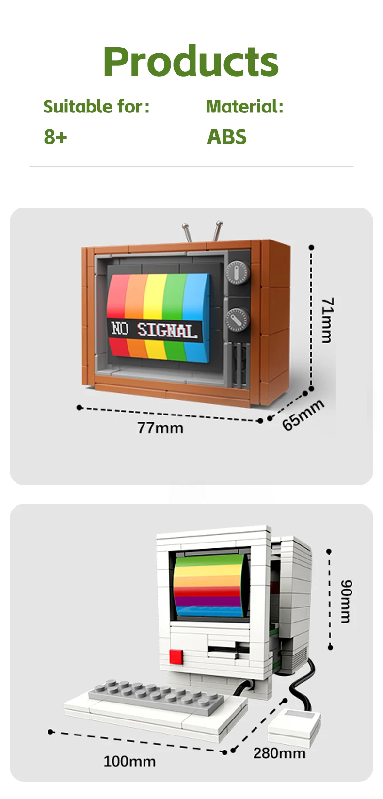 DIY Retro Electrical Appliances Furniture TV Computer Tape Walkman Play Game Consoles Radio Building Blocks Model Brick Set Toys