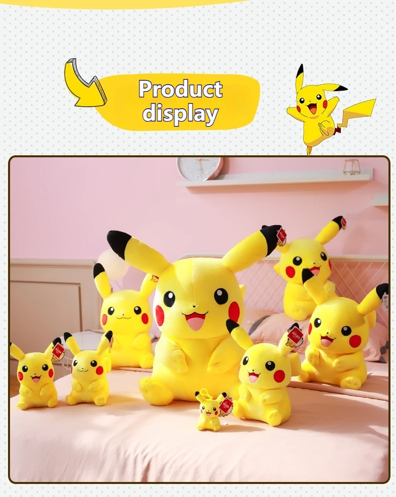 Pocket Monster 80cm Pikachu Plush Toy Kawaii Anime Yellow Elf Plush Doll Soft Fill Cartoon Doll Birthday Gift For Little Girl