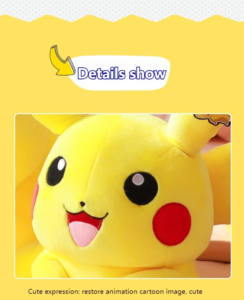 Pocket Monster 80cm Pikachu Plush Toy Kawaii Anime Yellow Elf Plush Doll Soft Fill Cartoon Doll Birthday Gift For Little Girl