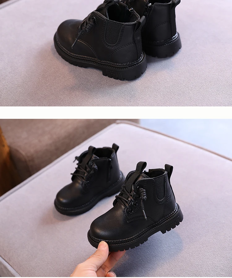 Kids Leather Chelsea Boots Waterproof Children Sneakers Beige Toddler Snow Boots Girl Winter Shoe Boy