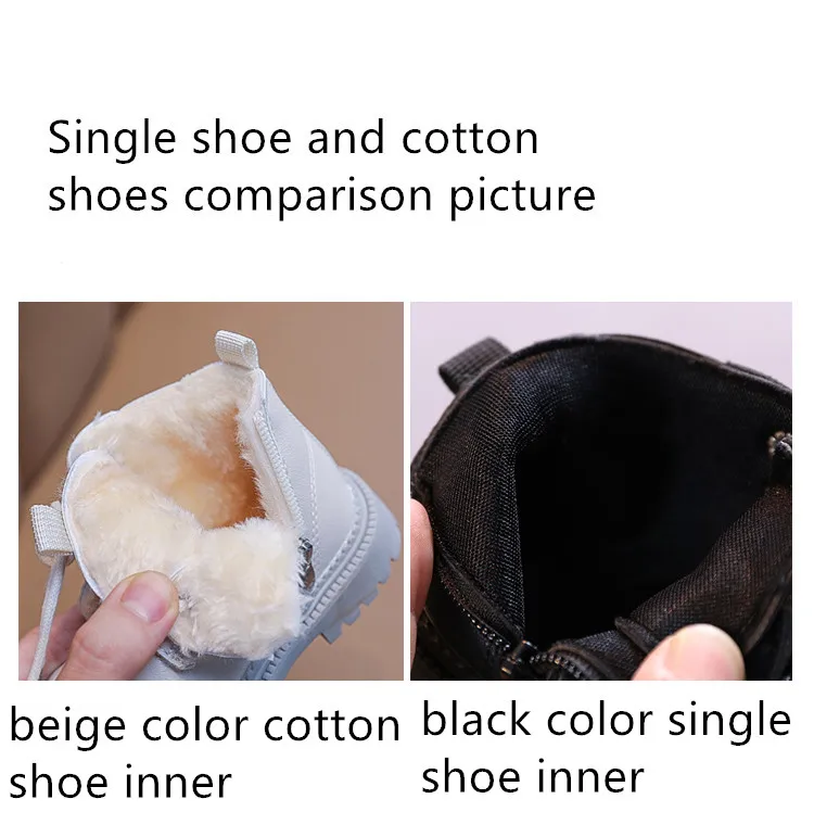 Kids Leather Chelsea Boots Waterproof Children Sneakers Beige Toddler Snow Boots Girl Winter Shoe Boy