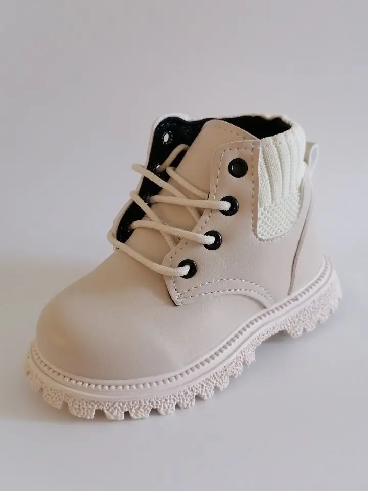 Kids Leather Chelsea Boots Waterproof Children Sneakers Beige Toddler Snow Boots Girl Winter Shoe Boy