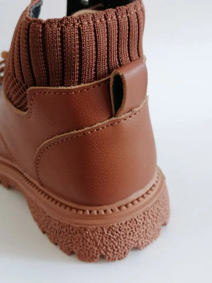 Kids Leather Chelsea Boots Waterproof Children Sneakers Beige Toddler Snow Boots Girl Winter Shoe Boy