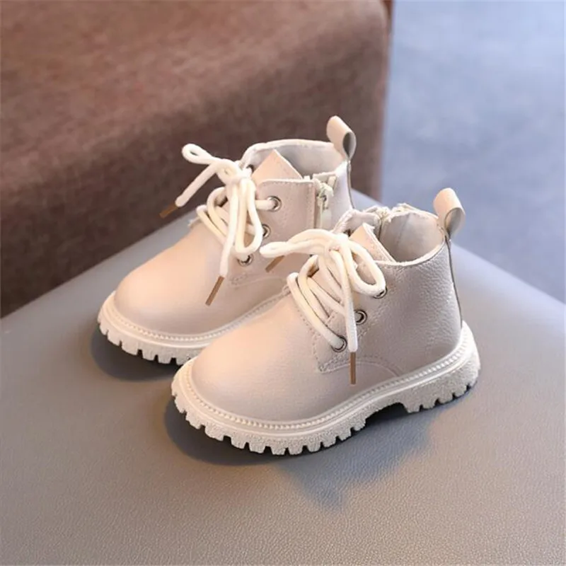Kids Leather Chelsea Boots Waterproof Children Sneakers Beige Toddler Snow Boots Girl Winter Shoe Boy
