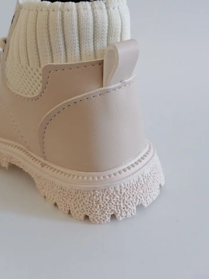 Kids Leather Chelsea Boots Waterproof Children Sneakers Beige Toddler Snow Boots Girl Winter Shoe Boy