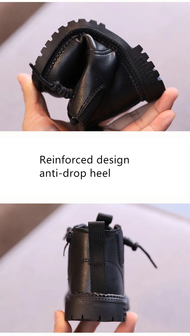 Kids Leather Chelsea Boots Waterproof Children Sneakers Beige Toddler Snow Boots Girl Winter Shoe Boy